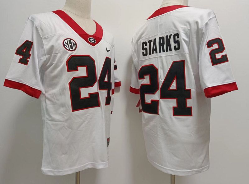 Men Georgia Bulldogs 24 Starks White 2024 Nike Vapor NCAA Jersey